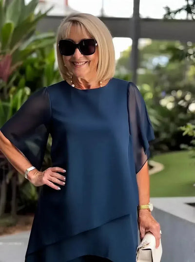 Marineblaues Blusen und Hosenset