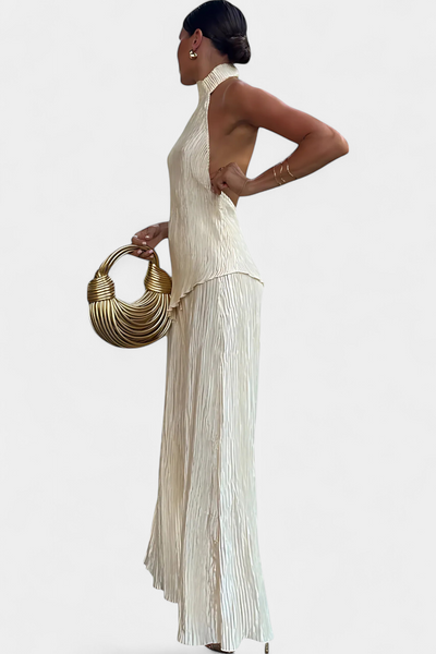 Lucindra – Asymmetrisches Plissee Oberteil Und Hose