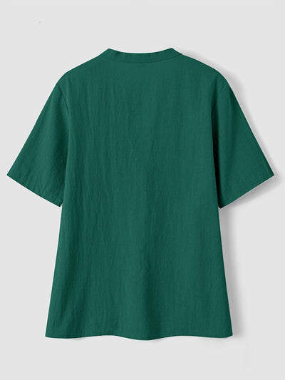 Sharron – Elegante Blusa V-Ausschnitt Mit Knopf