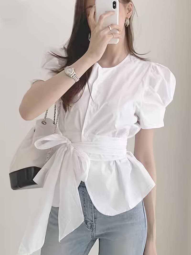 Damenbluse mit Puffärmeln und elegantem Charme für Damen