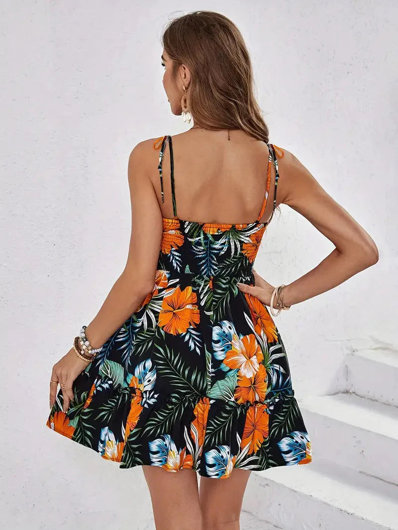 Minikleid mit tropischem Print für Frauen