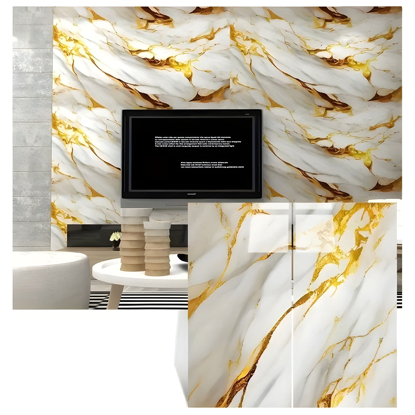 VinylVue Wallpaper - Wasserdichte selbstklebende 3D-Marmor-Tapete