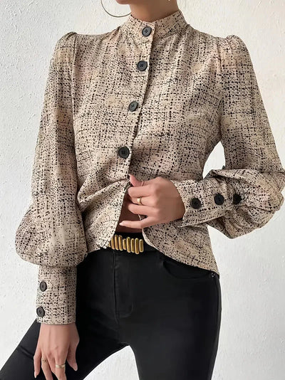 Bluse mit abstraktem Print und Puffärmeln für Frauen