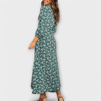 Frauen Blumenmuster Maxi Kleid