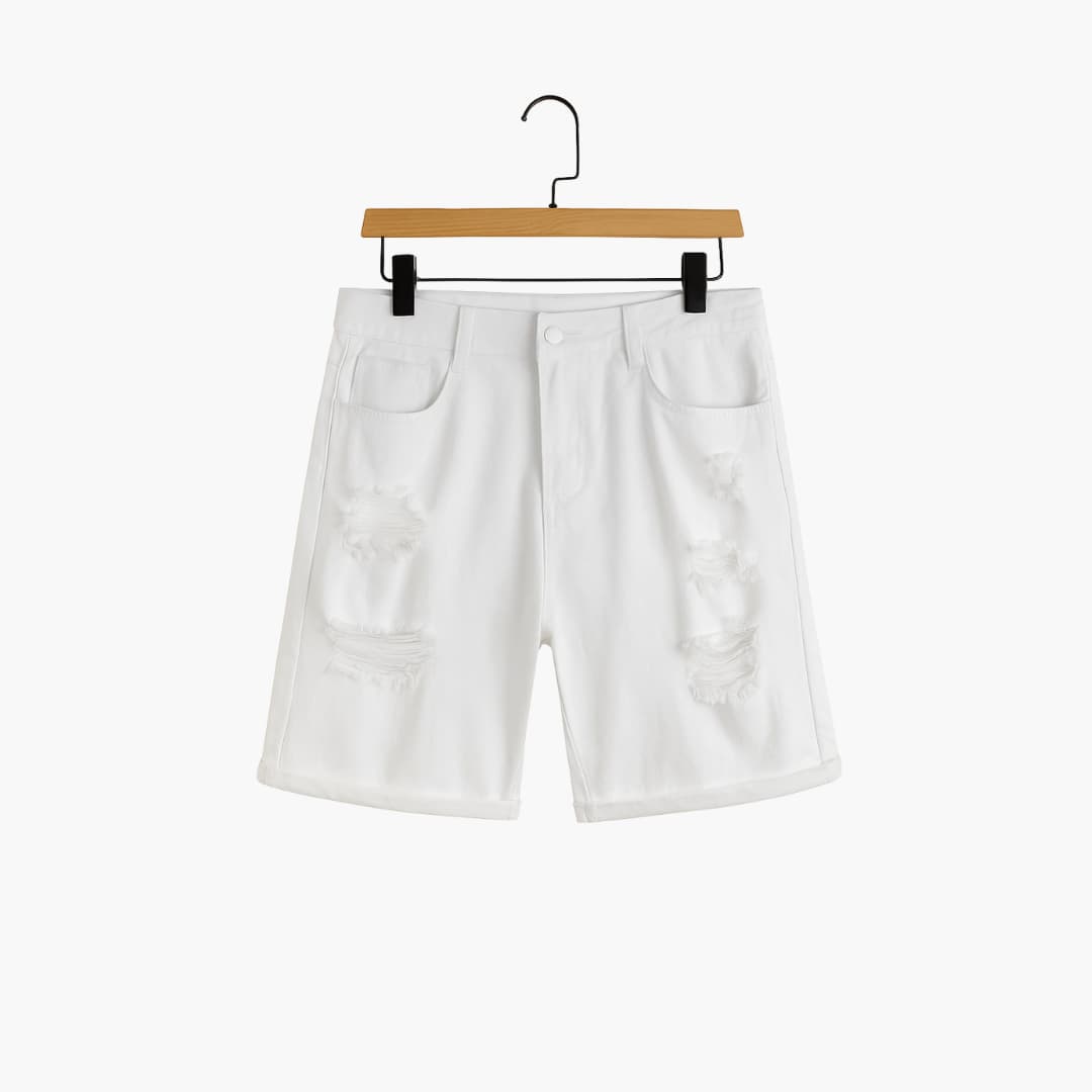 Herren Slim Fit Jeansshorts mit Stretch und Umschlag-Saum