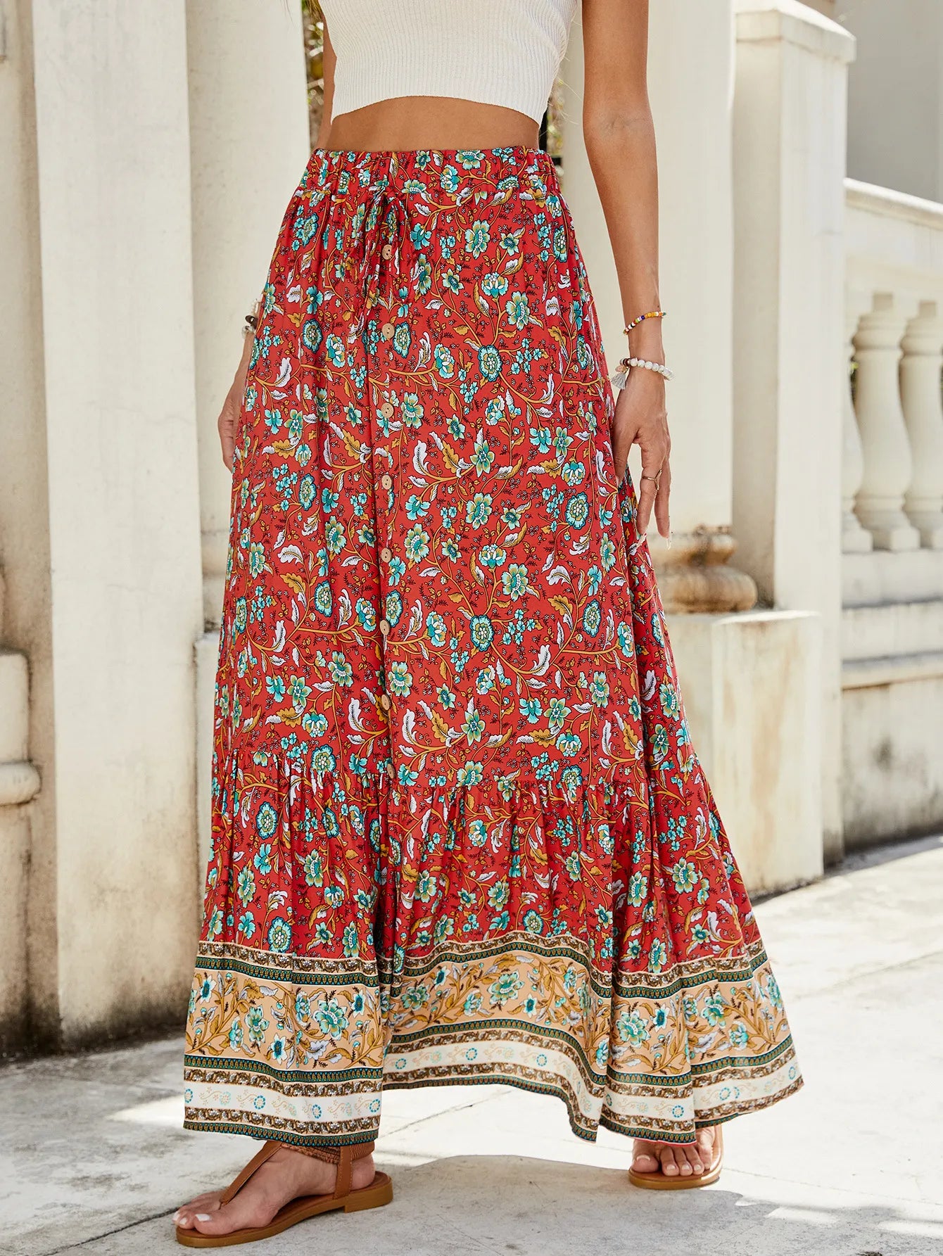 Damenrock mit hoher Taille und sommerlichem Schlitz - Liora