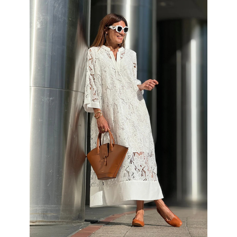 Damen Spitzenkleid Mit 3/4 Ärmeln | Maxi