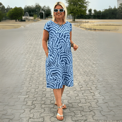 Nelia | Sommerkleid mit Rundhalsausschnitt und elegantem Muster