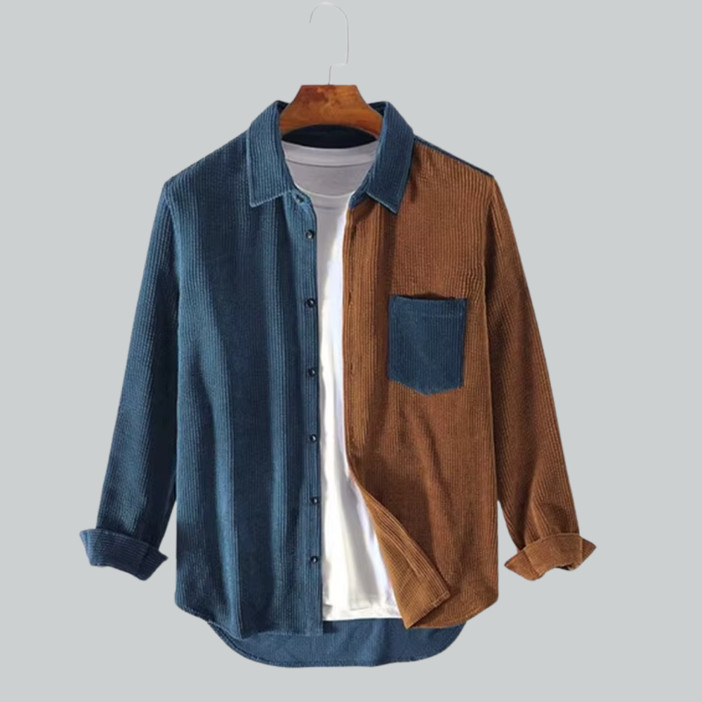 Aliaume - Cordhemd im Colourblock-Design