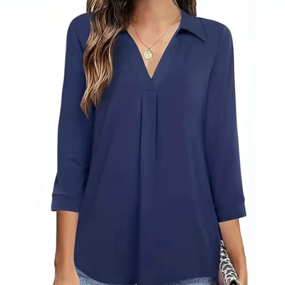Calixte - elegante Sommer V-Ausschnitt Bluse für Frauen