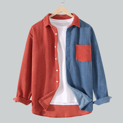 Aliaume - Cordhemd im Colourblock-Design