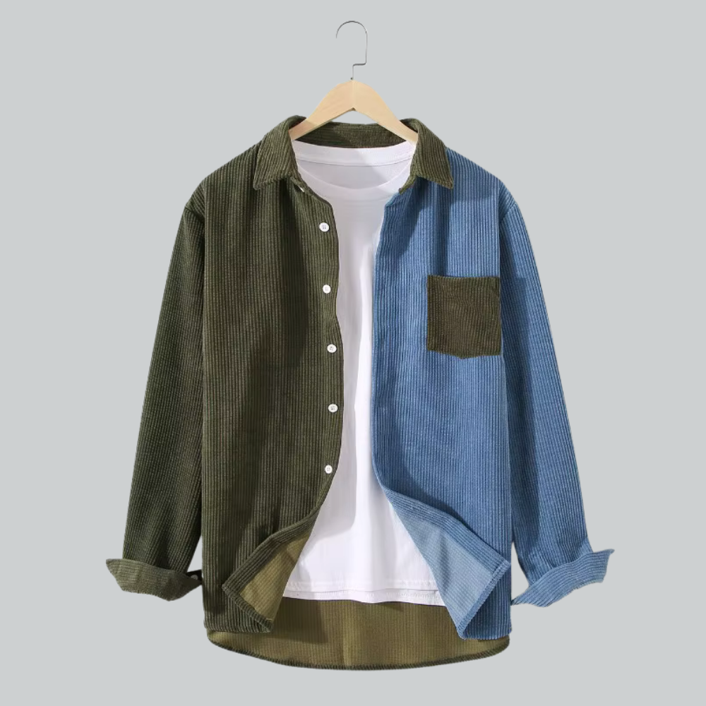 Aliaume - Cordhemd im Colourblock-Design