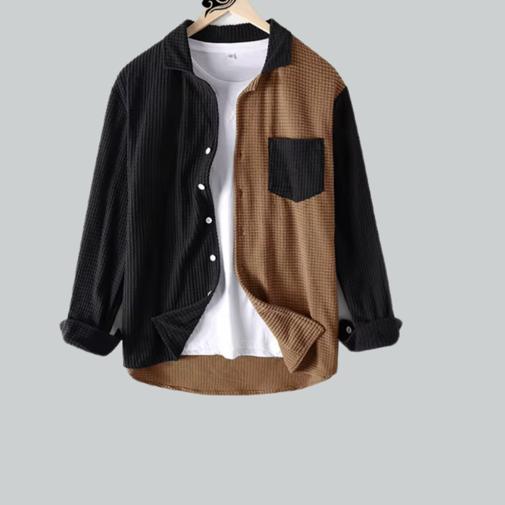 Aliaume - Cordhemd im Colourblock-Design