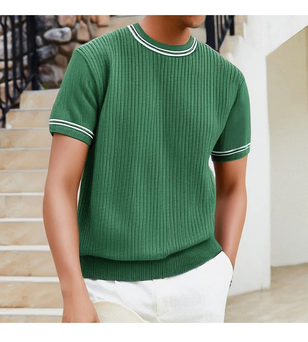 Rippenstrick-T-Shirt für Herren mit Rundhalsausschnitt - Elias