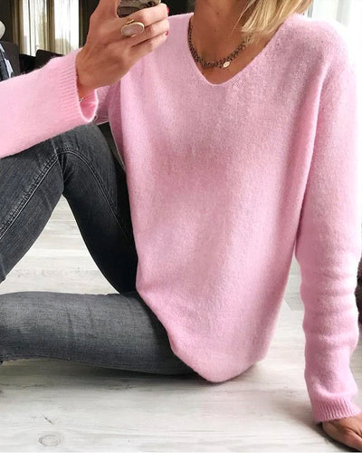 Klassischer V-Ausschnitt Pullover für Frauen