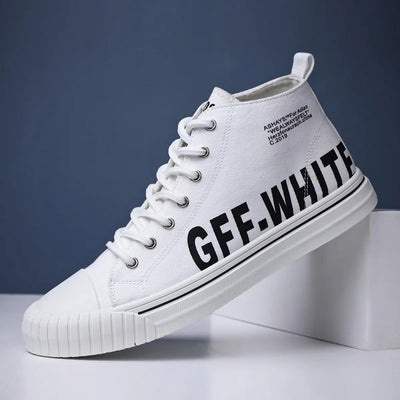 Hohe Turnschuhe aus Segeltuch für Männer mit urbanem Print - Damián