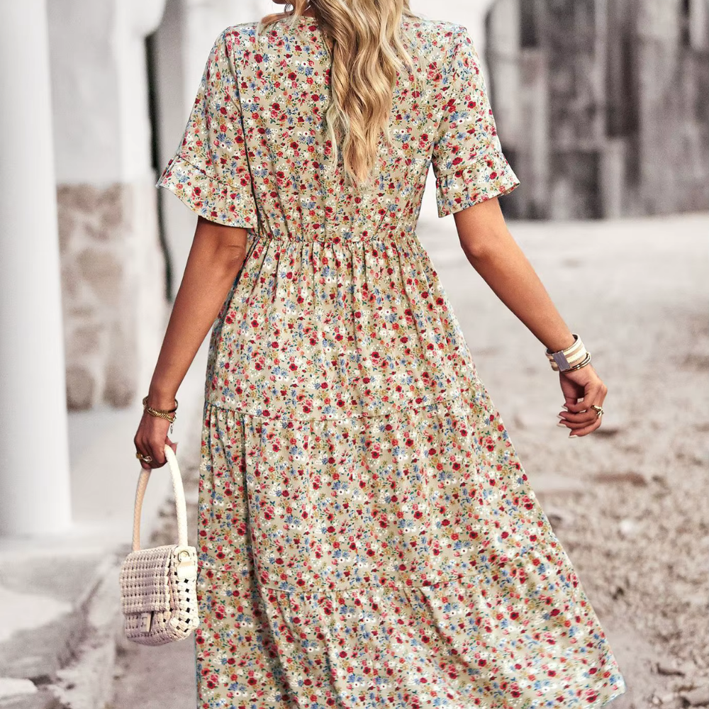 Marlyse - Blumen-Maxikleid