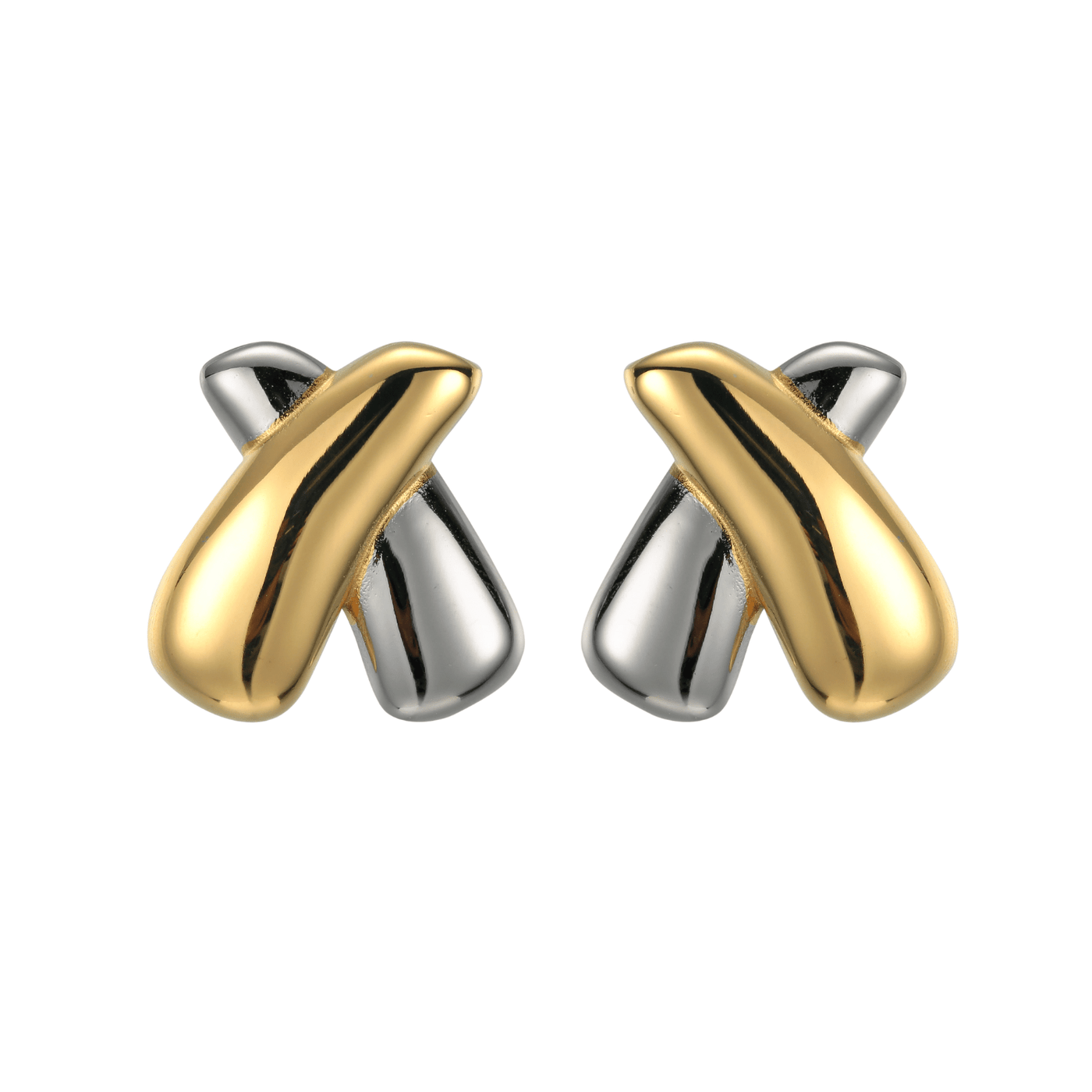 Goldene und Silberne Cross Over Ohrringe Für Frauen