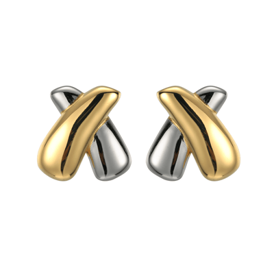 Goldene und Silberne Cross Over Ohrringe Für Frauen