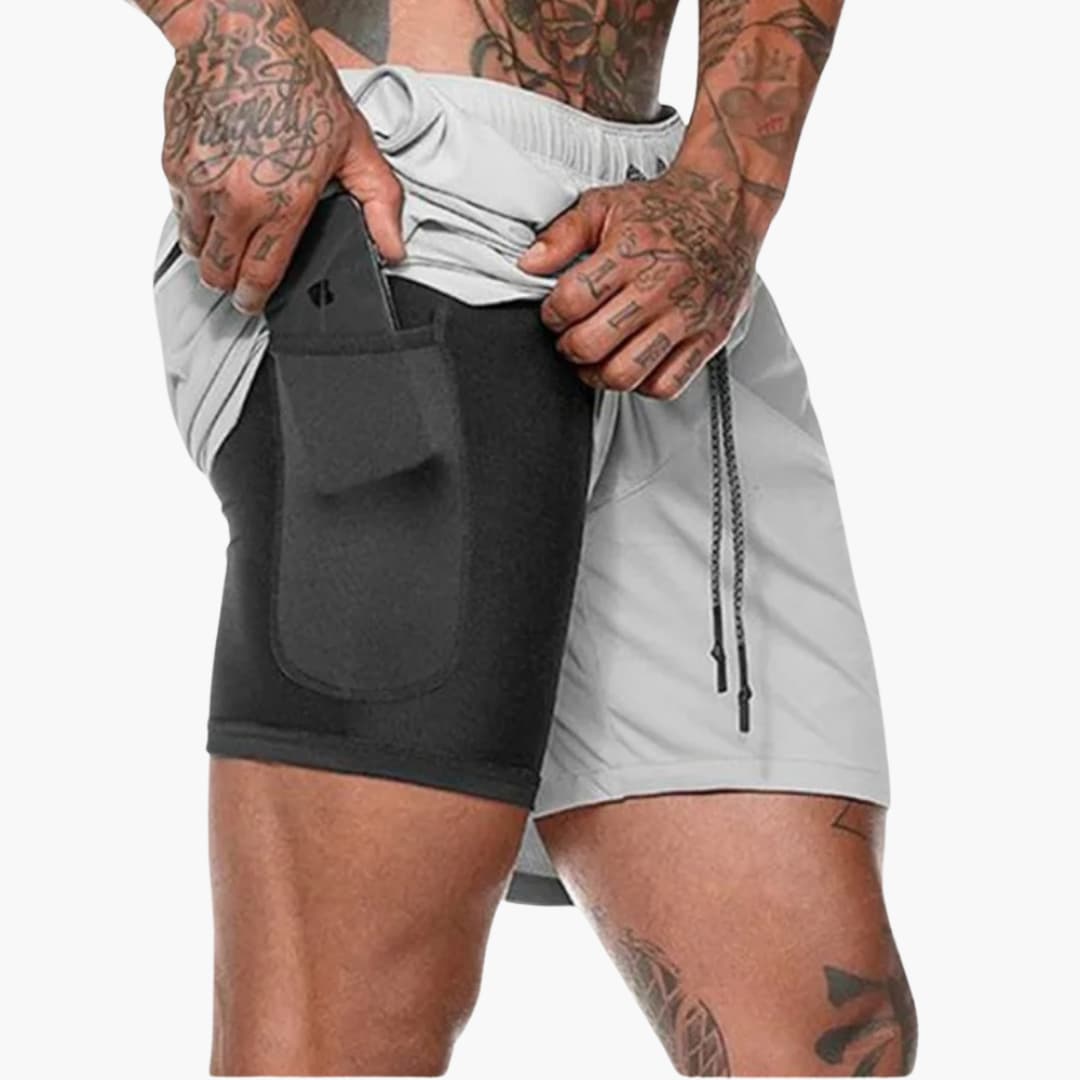 Herren Fitness Shorts mit Innentasche und Kompressionsebene