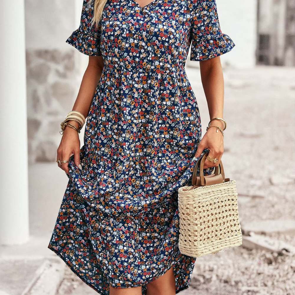 Marlyse - Blumen-Maxikleid