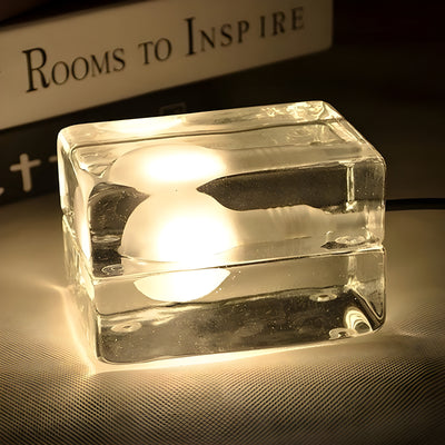ZenCube Lamp – Moderne transparente Eistischlampe mit Würfel-Glühbirne