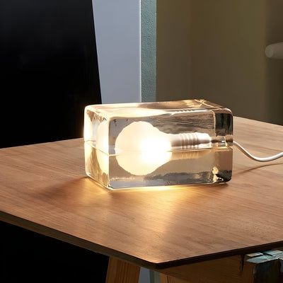 ZenCube Lamp – Moderne transparente Eistischlampe mit Würfel-Glühbirne