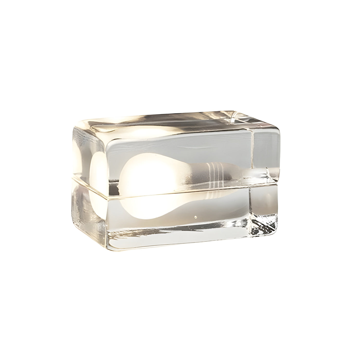 ZenCube Lamp – Moderne transparente Eistischlampe mit Würfel-Glühbirne