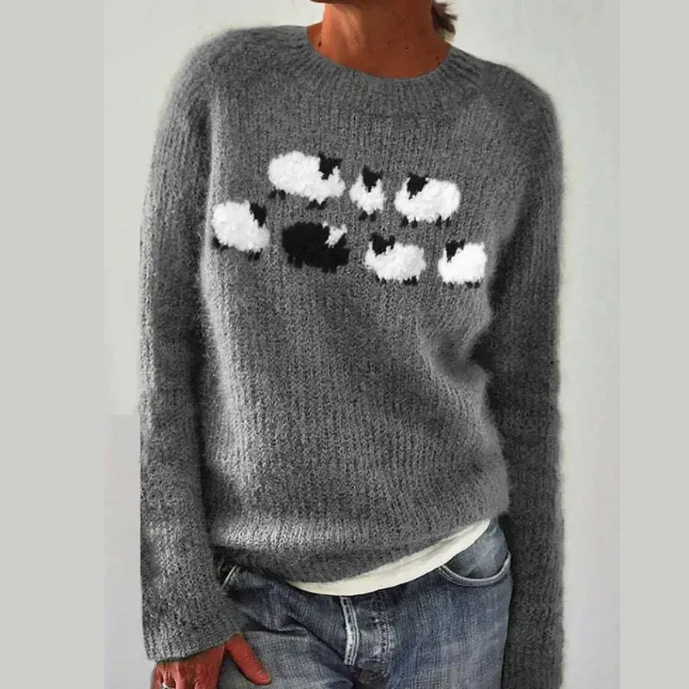 Norweger Grobstrickpullover Damen | Rundhals Langarm Strick