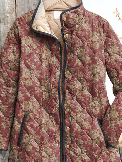 Retro Floral Print Damenjacke