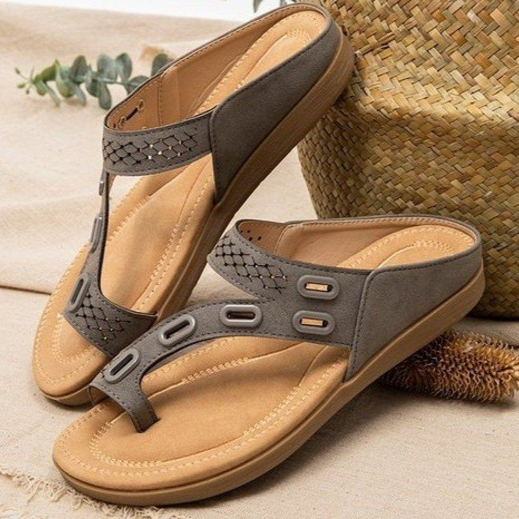 Damen-Komfort-Sandalen ohne Schnürsenkel grau casual style - Nayra