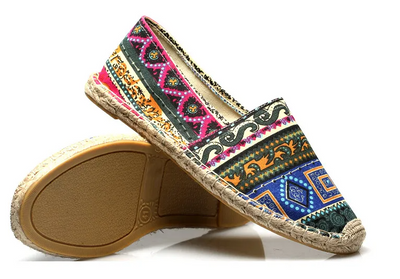 Herren Espadrilles ethnisches Design aus mehrfarbigem atmungsaktivem Canvas - Kalben