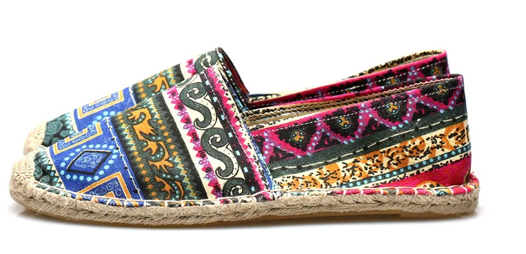 Herren Espadrilles ethnisches Design aus mehrfarbigem atmungsaktivem Canvas - Kalben