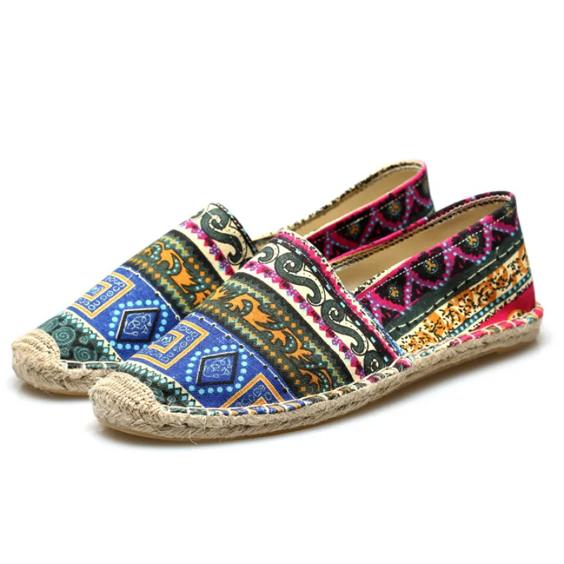 Herren Espadrilles ethnisches Design aus mehrfarbigem atmungsaktivem Canvas - Kalben