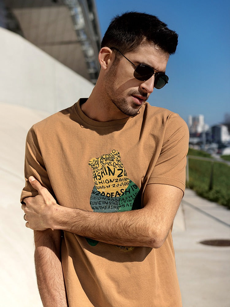 Herren T-Shirt aus Baumwolle mit grafischem Aufdruck, gerader Schnitt - Tomás