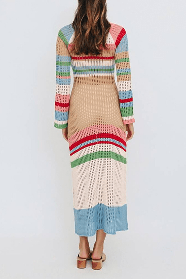 Buntes Strickkleid mit lebendigem Stil für Damen