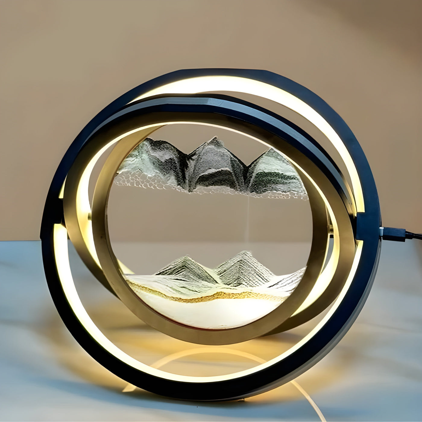 TranquilDune Lampe – 360° drehbare Sandkunst-Nachtlampe