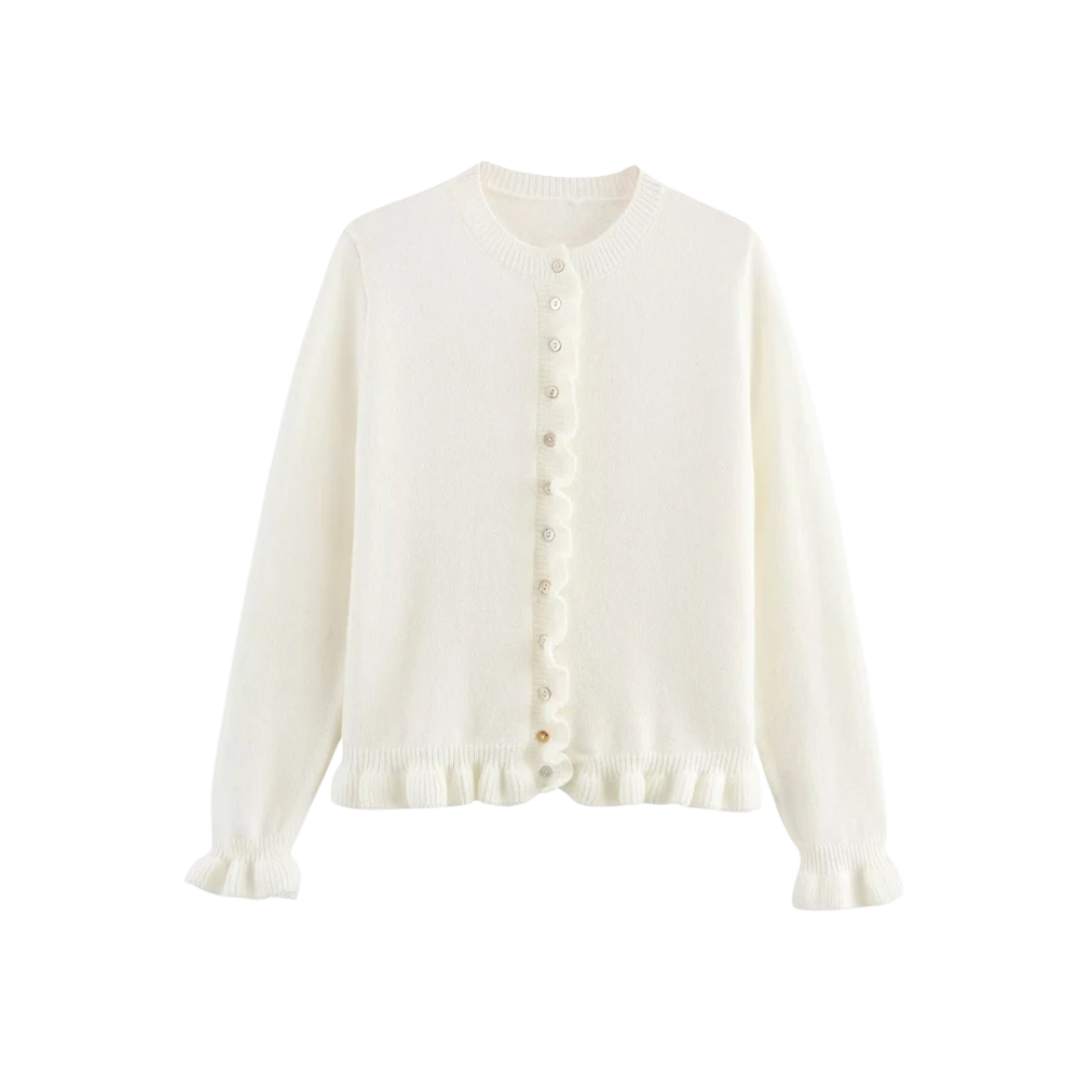 Brand & Belle | Chic Strickjacke mit Knöpfen und Rüschen