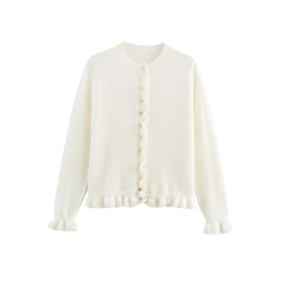 Brand & Belle | Chic Strickjacke mit Knöpfen und Rüschen