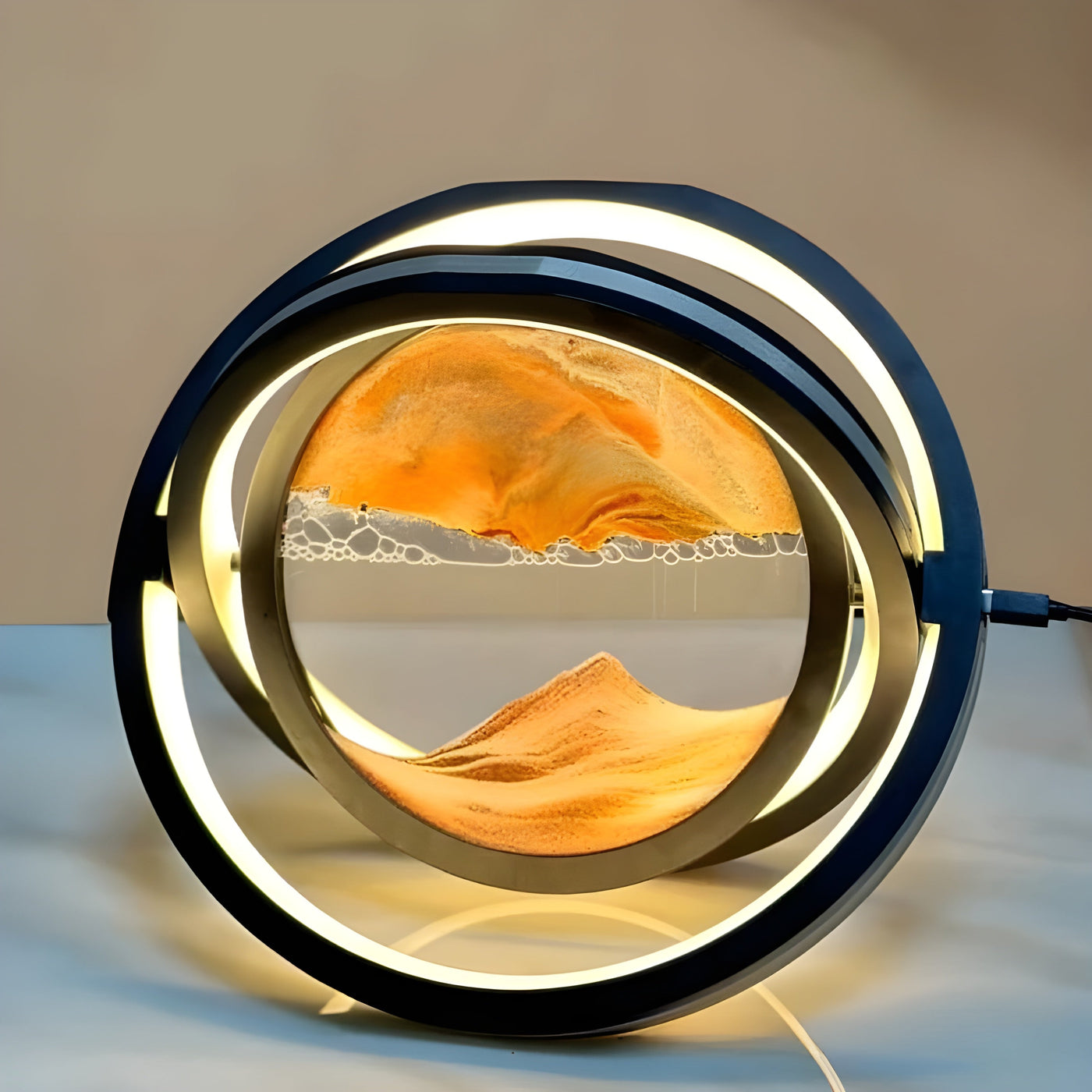 TranquilDune Lampe – 360° drehbare Sandkunst-Nachtlampe