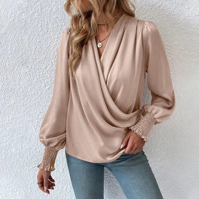 Elegante Wickelbluse mit femininer Drapierung für Frauen