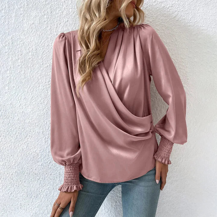 Elegante Wickelbluse mit femininer Drapierung für Frauen