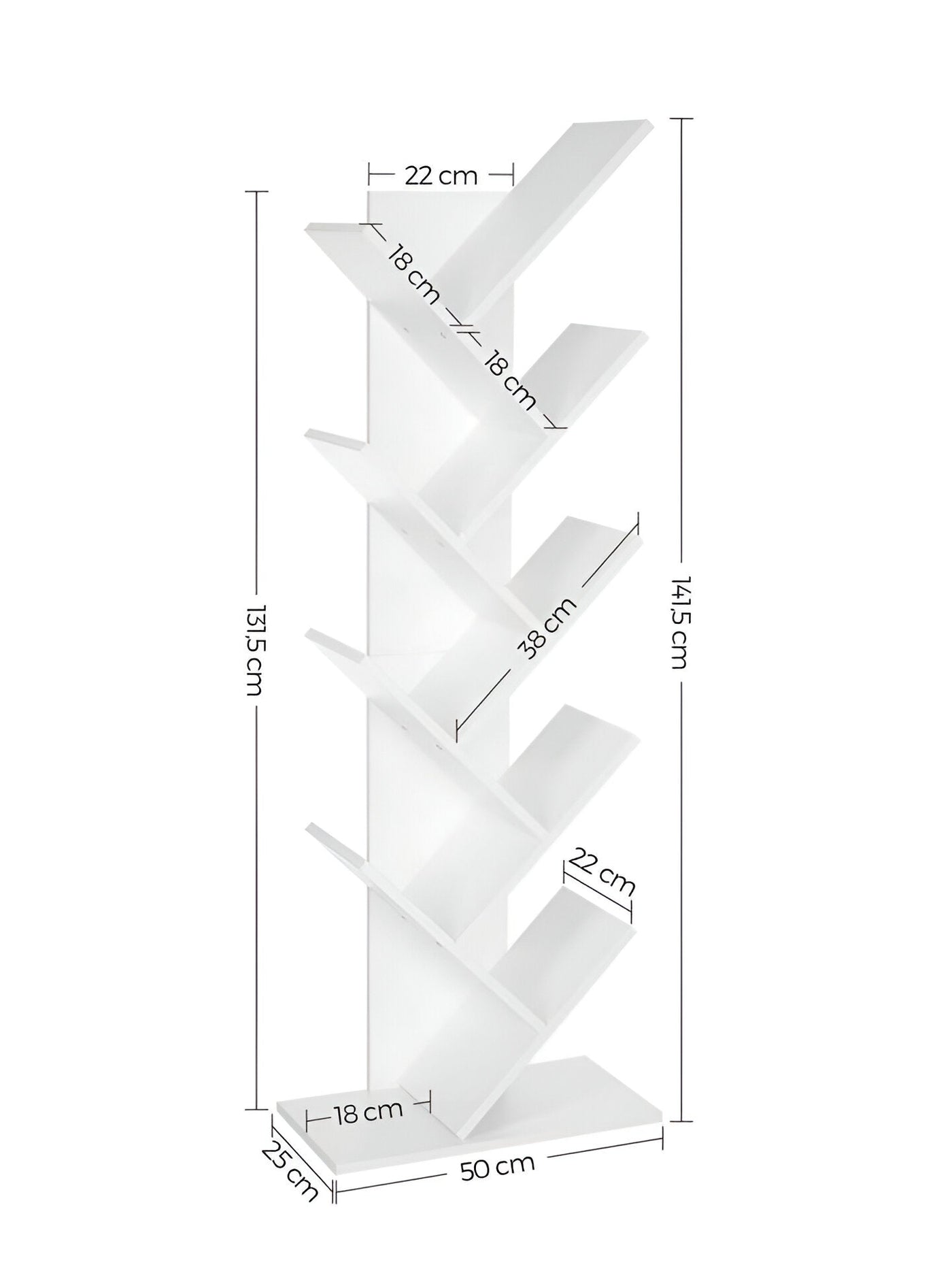 TreeStack Regal – 8-stufiges Holz-Bücherregal