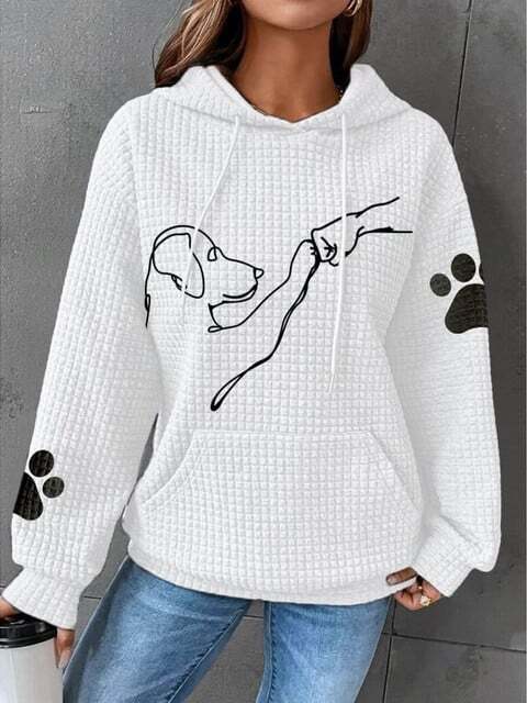 Warmer Damen-Kapunzenpulli | Mit Hunde-Drucken