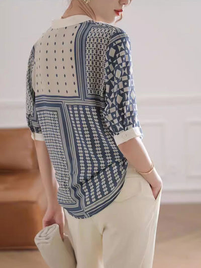 Retro Hemd mit Karos und Streifen für Frauen