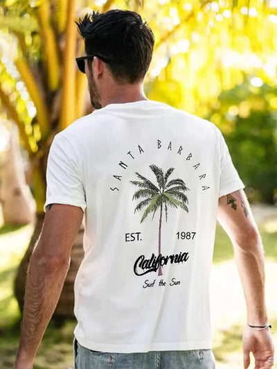 Ben – Herren T-Shirt Kokospalmen Sommer Rundhals Lässig