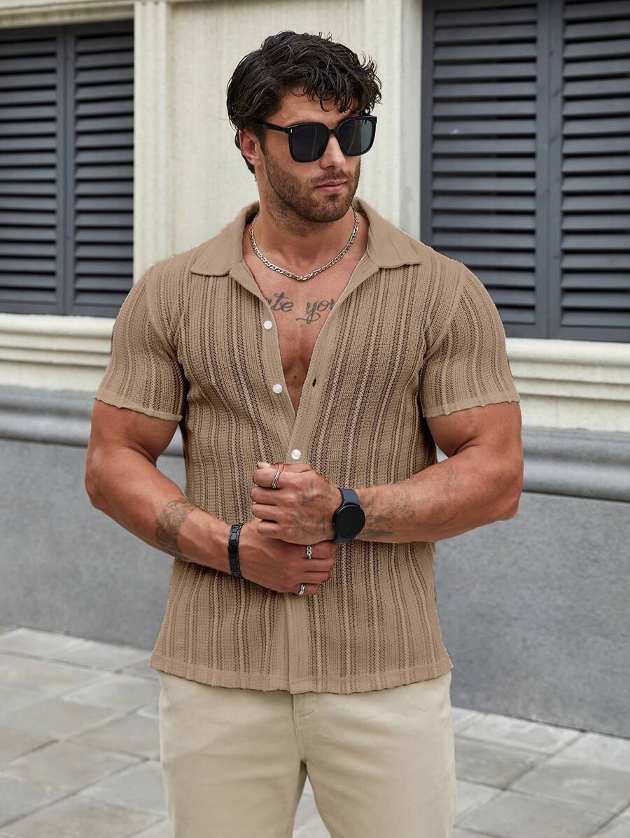 Linus – Herren Kurzarmhemd Einfarbig Frühling Sommer Lässig