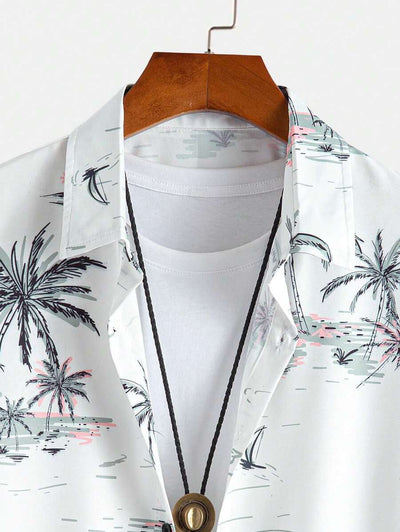 Gregor – Hawaiihemd Herren Pflanzen Print Lässig Sommerurlaub