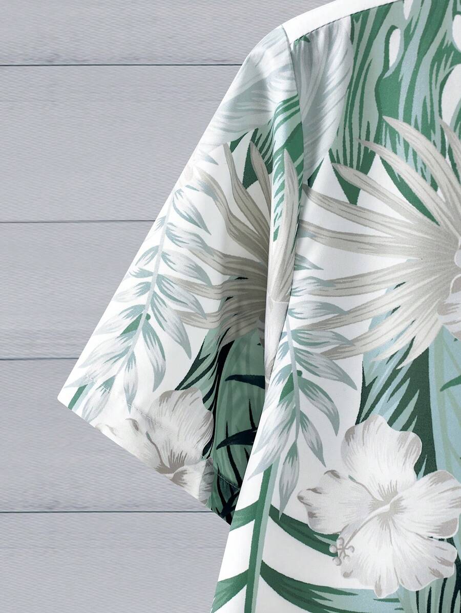 Gabriel – Tropenhemd Herren Pflanzenmuster Kurzarm Sommer