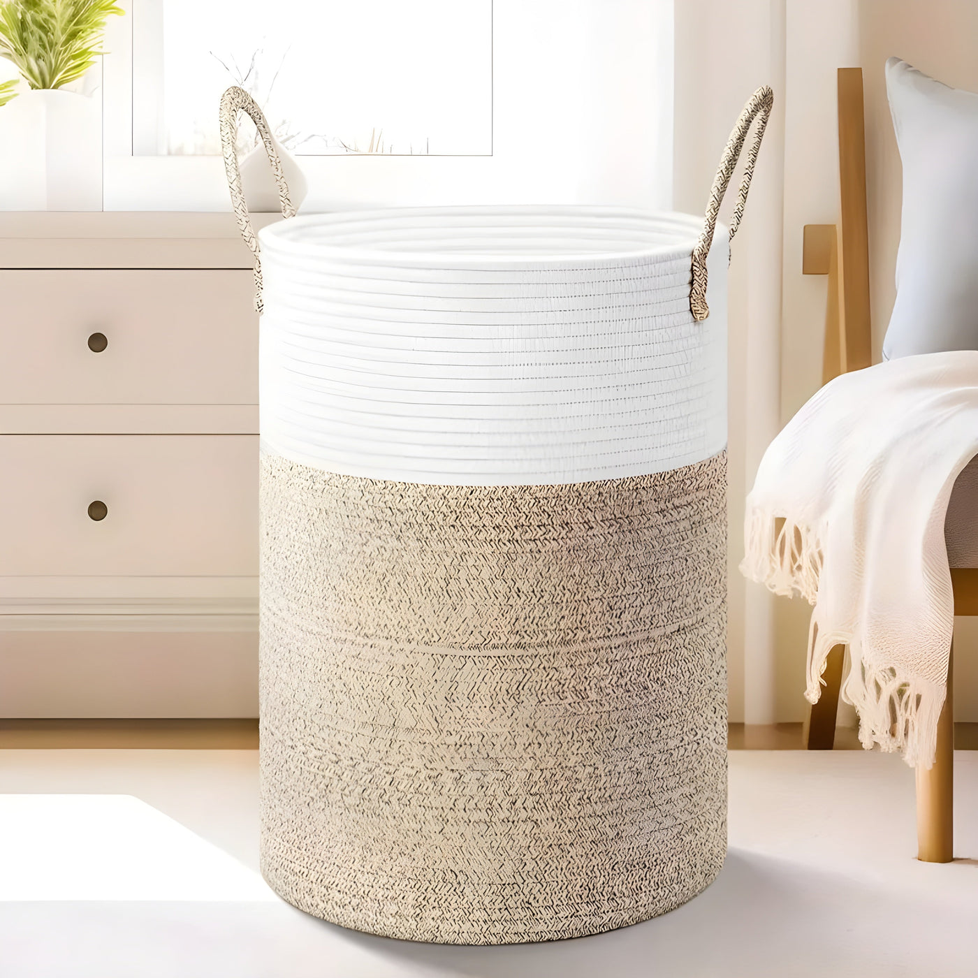 ClutterCatcher Korb - Faltbare Große Aufbewahrung Geflochten Wäschekorb